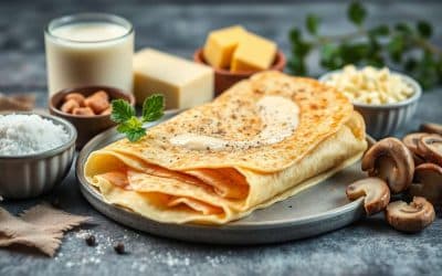 Crêpes Salées au Jambon, champignons et Béchamel
