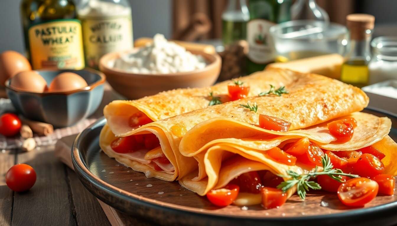 Crêpes au jambon blanc et tomates : la recette savoureuse