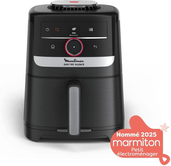 Moulinex Easy Fry Silence, air fryer 5L, 1,5 kg, Technologie Silence, Système Easy Clean & Store, Interface pas à pas intelligente, Noir, EZ5728F0