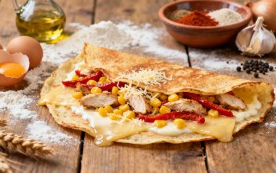 Crêpes au Poulet, maïs et Poivron : recette Savoureuse