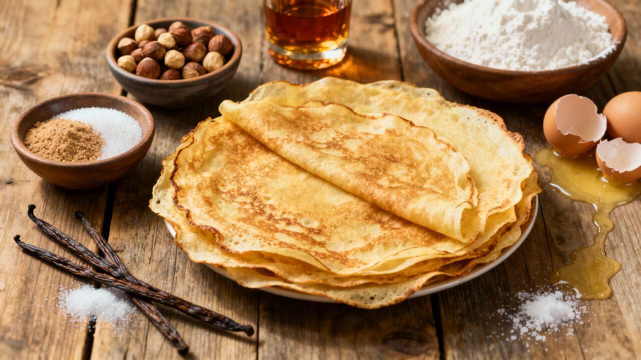 Cr&ecirc;pes au Rhum et Noisettes : recette Gourmande et Facile