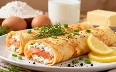 Crêpes roulées au saumon fumé et St Môret : recette savoureuse