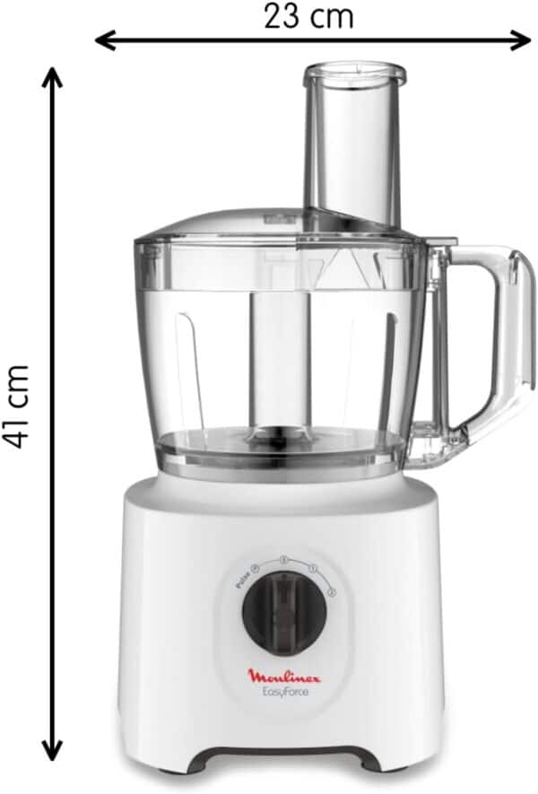 Moulinex Robot cuisine multifonction, 700 W, 25 fonctions différentes, Capacité utile 1,4 L, Blender 1,8 L, 6 accessoires, Réglages vitesse affichés sur chaque accessoire, Easy Force FP246110