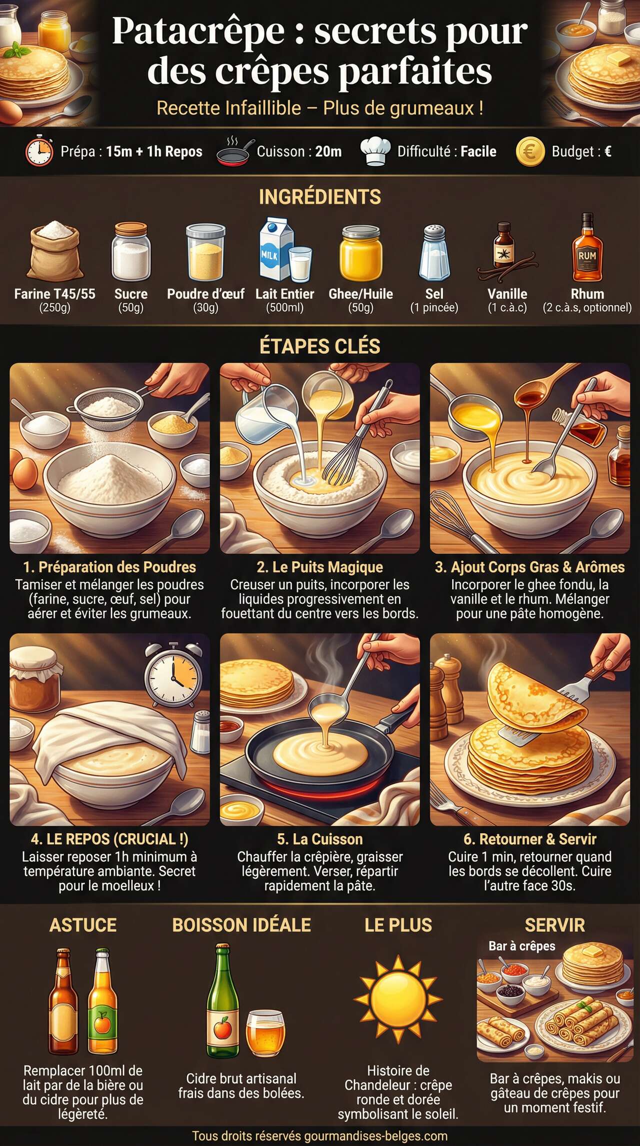 Fiche recette Recette de Patacr&ecirc;pe : secrets pour des cr&ecirc;pes parfaites