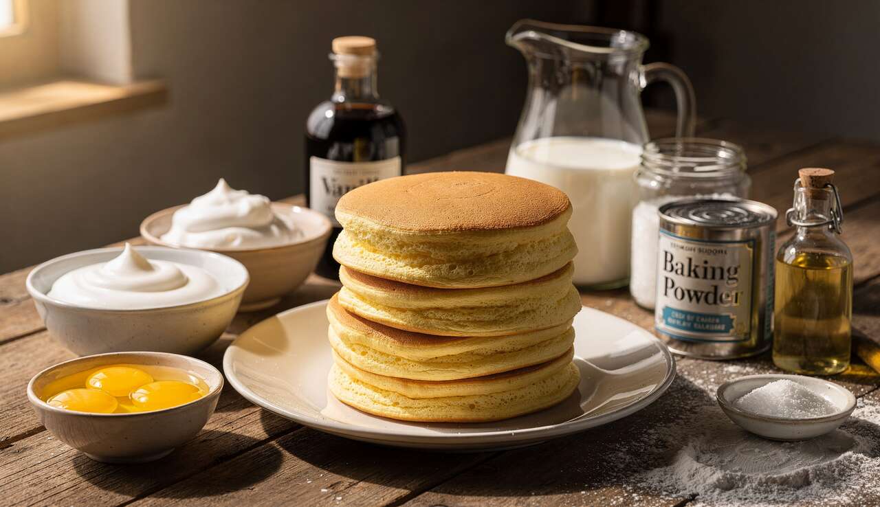 Recette de pancakes japonais fluffy : cr&ecirc;pes l&eacute;g&egrave;res et moelleuses