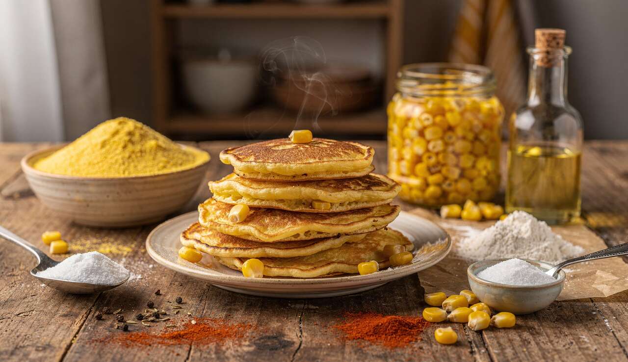 Petites cr&ecirc;pes au ma&iuml;s : recette gourmande facile