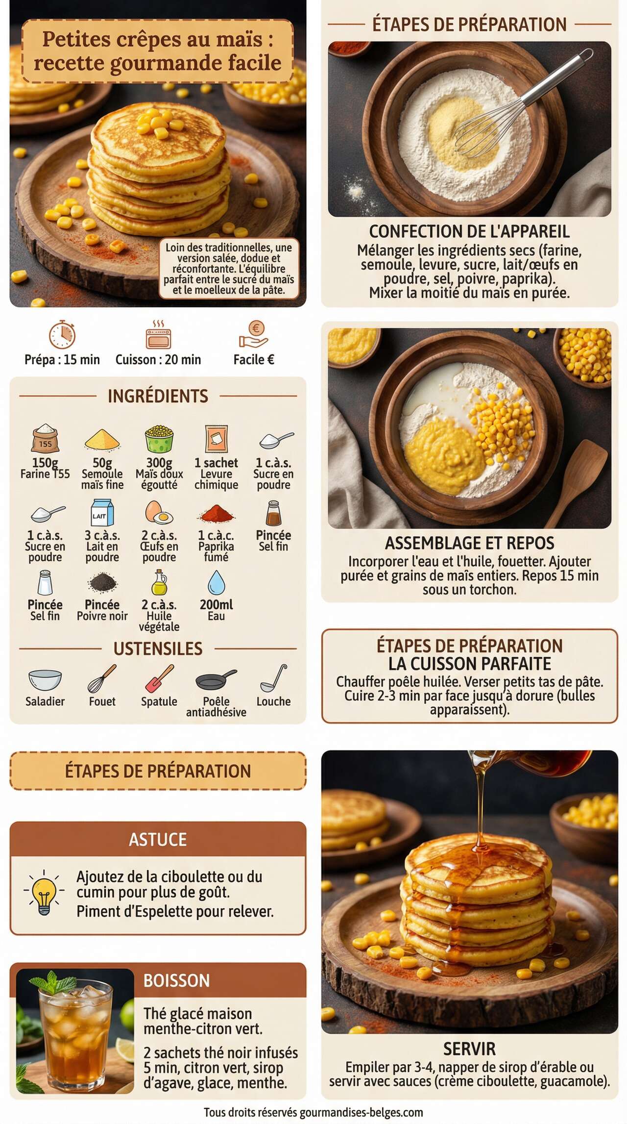 Fiche recette Petites cr&ecirc;pes au ma&iuml;s : recette gourmande facile