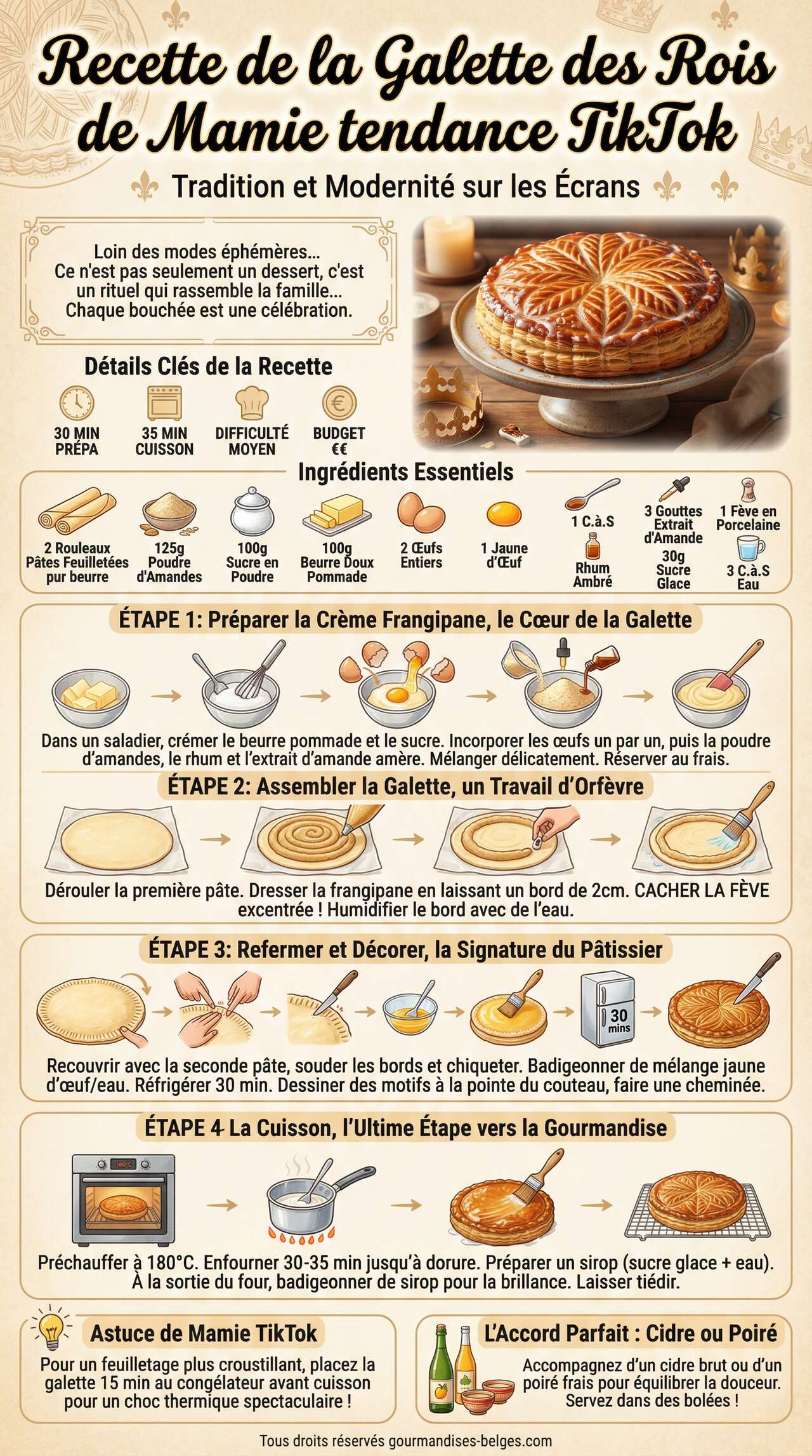 Fiche recette Recette de la Galette des Rois de Mamie tendance TikTok