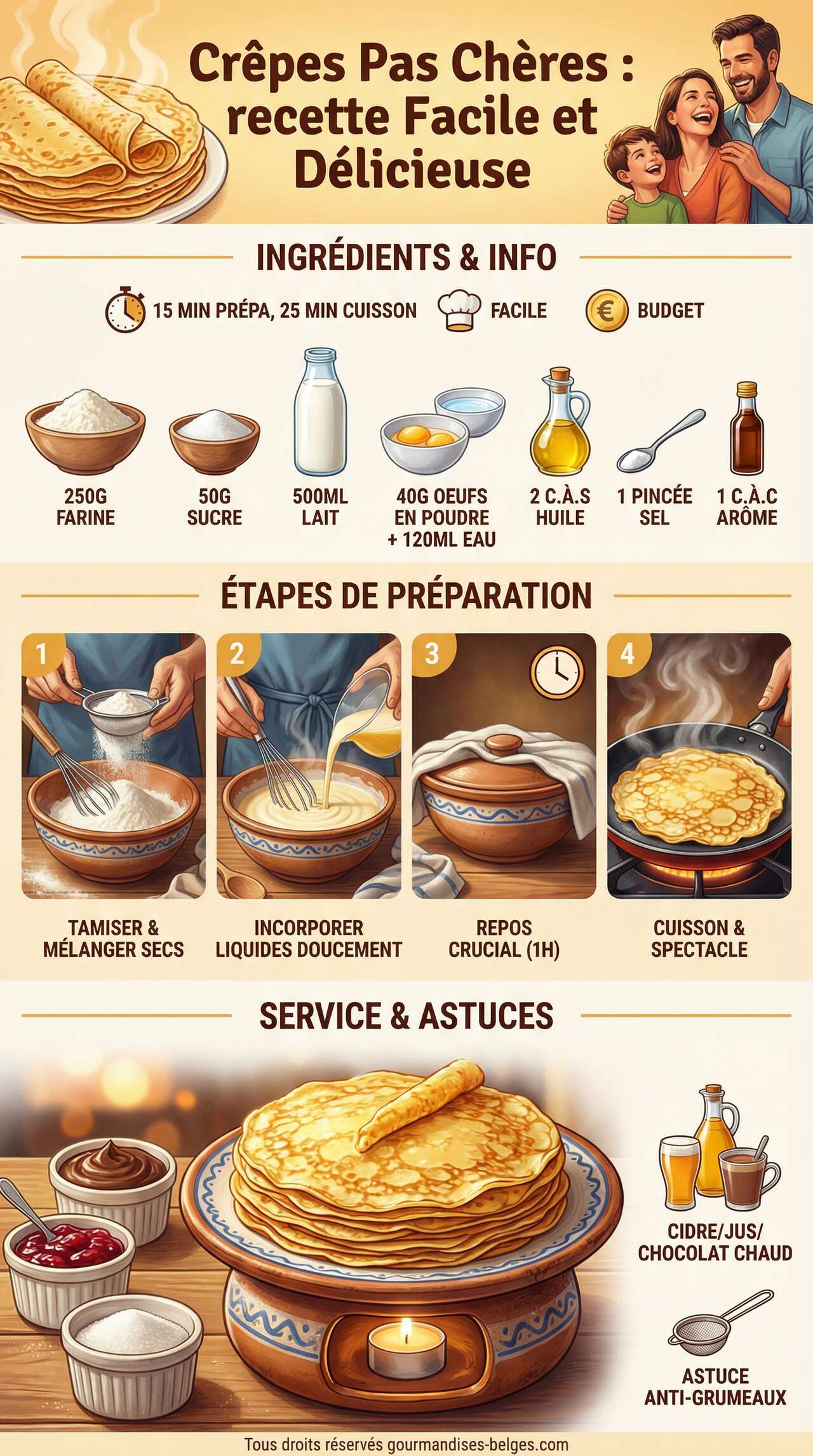 Fiche recette Crêpes Pas Chères : recette Facile et Délicieuse Fiche recette Crêpes Pas Chères : recette Facile et Délicieuse