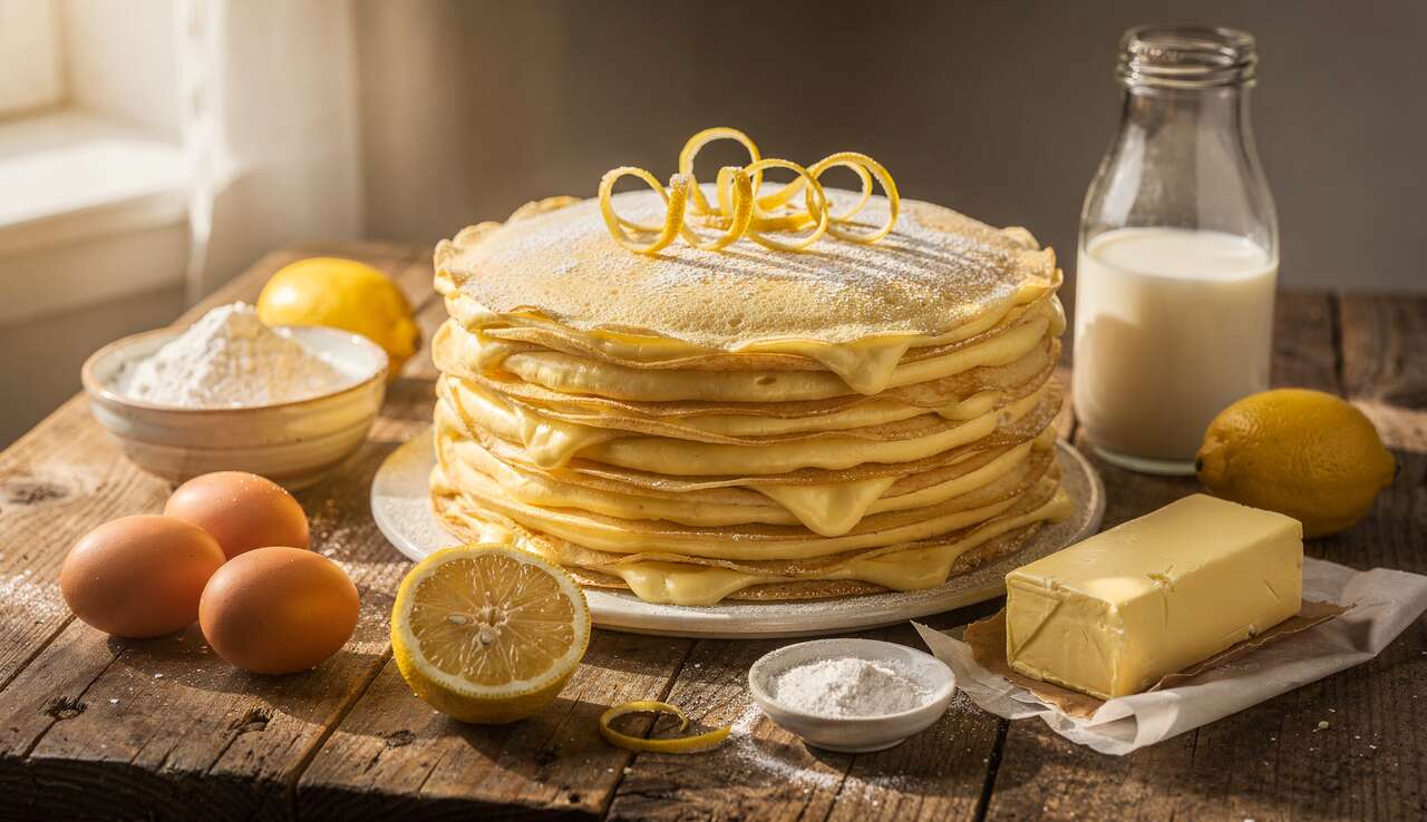 Gâteau de crêpes à la crème de citron : recette facile et savoureuse