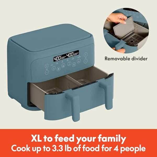 Découvrez la friteuse à air Bella TriZone 1, 5 l. Profitez d'un design innovant avec double panier et d'un contrôle tactile pour une cuisson saine et précise.