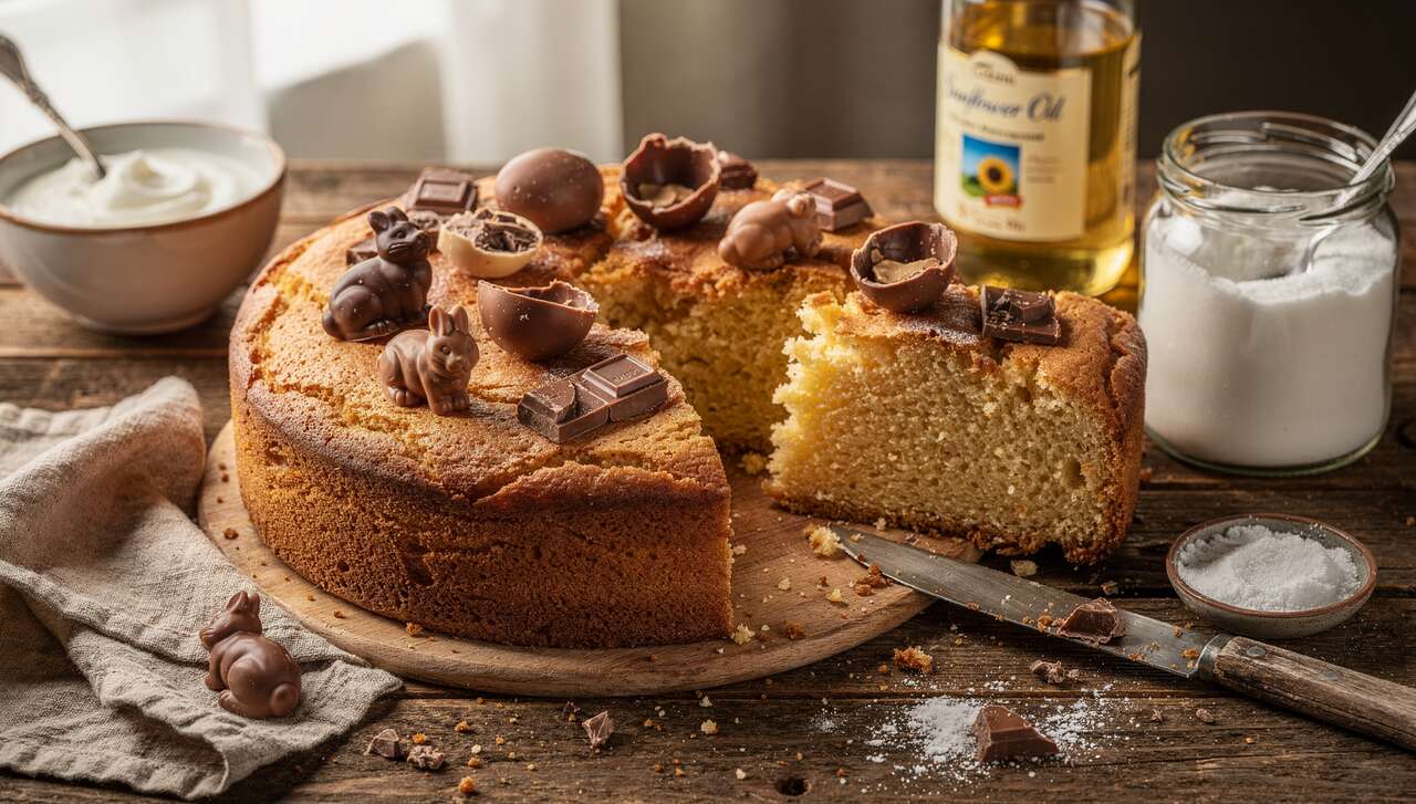 Recette du gâteau au yaourt avec les restes de chocolats de Pâques