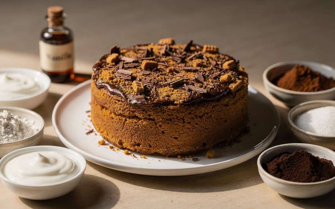 Recette facile de gâteau aux spéculoos, yaourts et chocolat