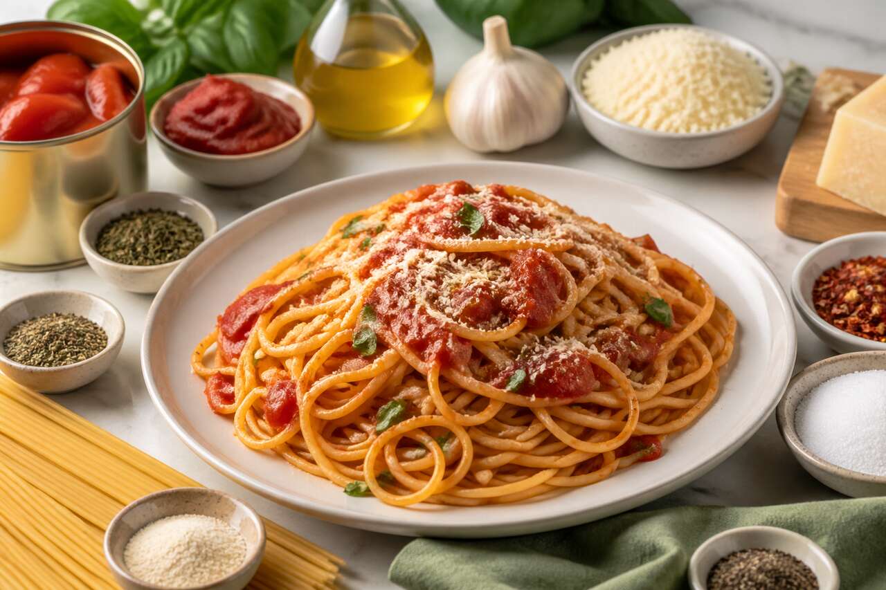 Recette des spaghettis sauce tomate à l'italienne