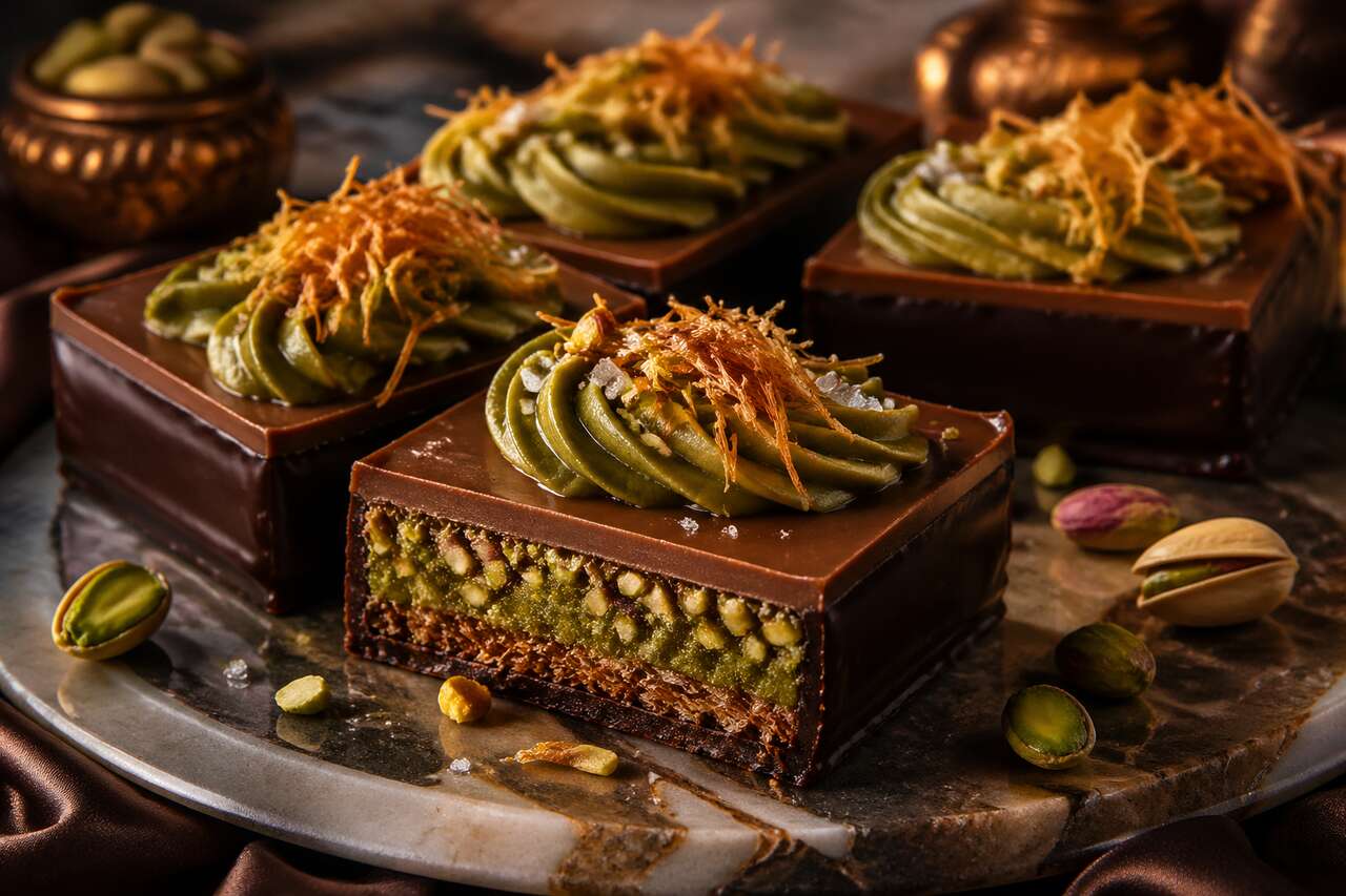 Recette du chocolat de Dubaï croustillant à la pistache et au kadaïf