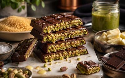 Recette de tablette chocolat noir, pistache et kadaïf
