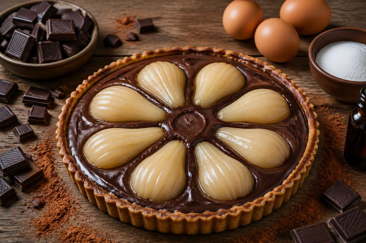 La meilleure recette de tarte au chocolat et aux poires