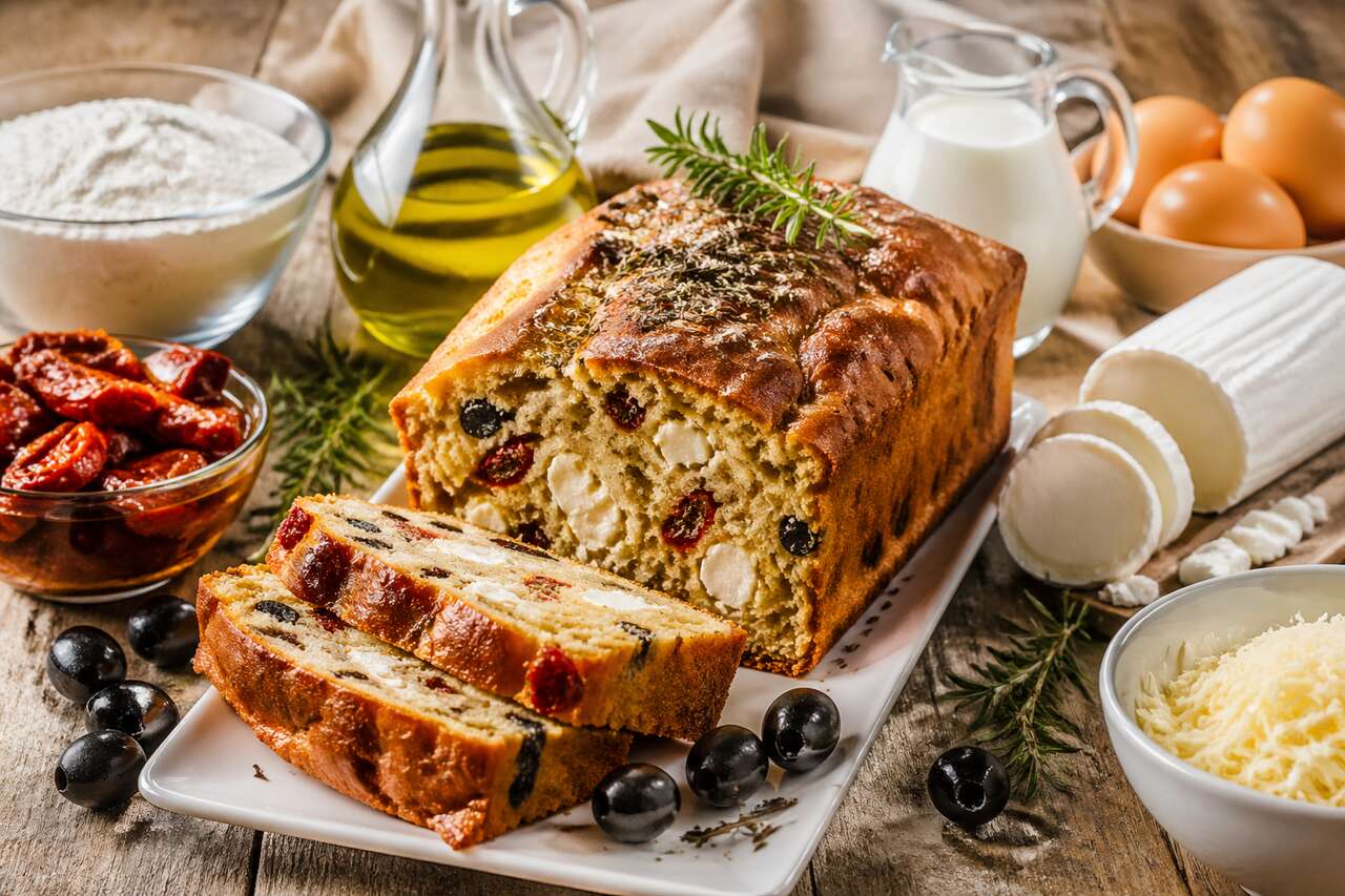 Recette facile de cake au chèvre et tomates séchées