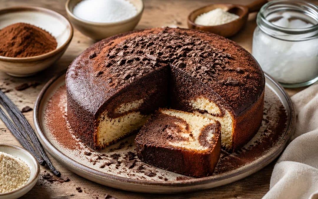 Recette du gâteau léger au chocolat et à la vanille