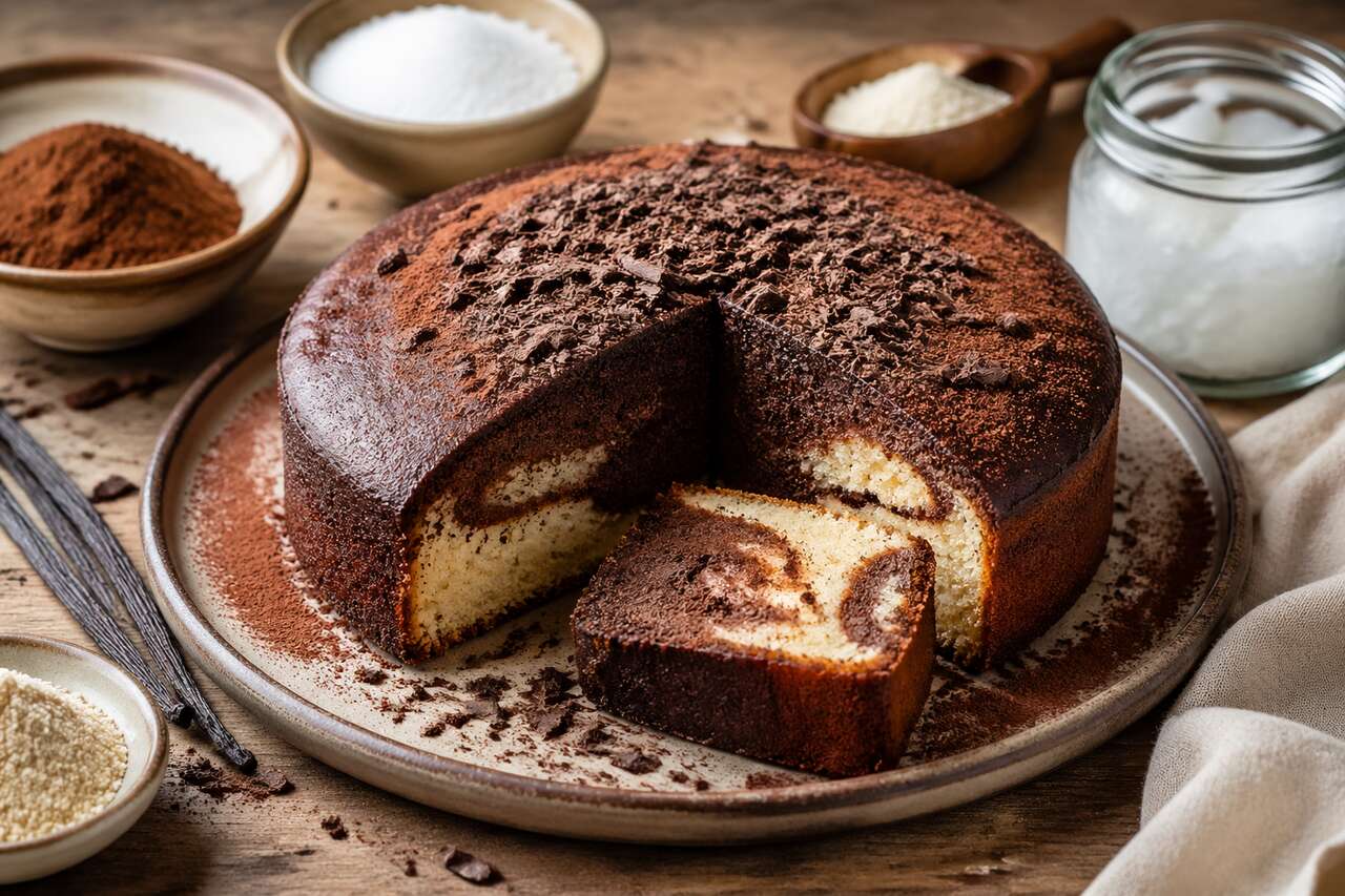 Recette du gâteau léger au chocolat et à la vanille