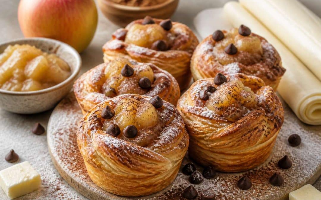 Recette de muffins feuilletés à la pomme et au chocolat