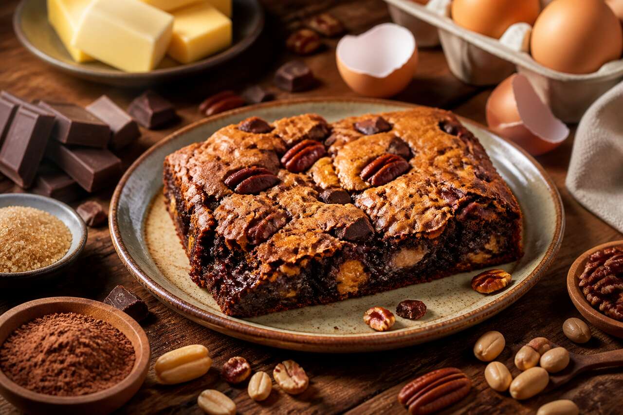 Recette de brookie au chocolat, cacahuètes et pécan