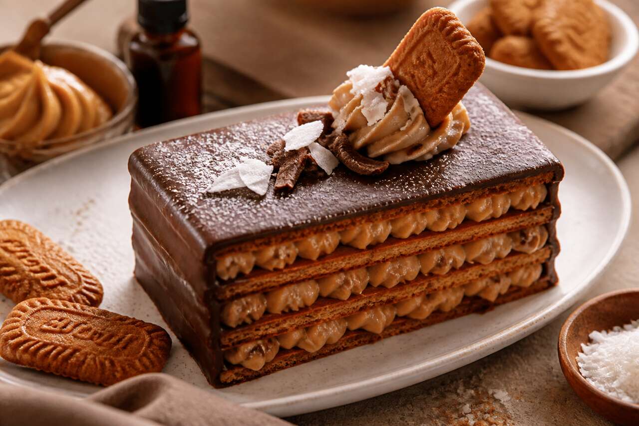 Recette du mille-feuille de spéculoos enrobé de chocolat