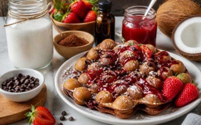 Recette de bubble waffle au chocolat et à la fraise
