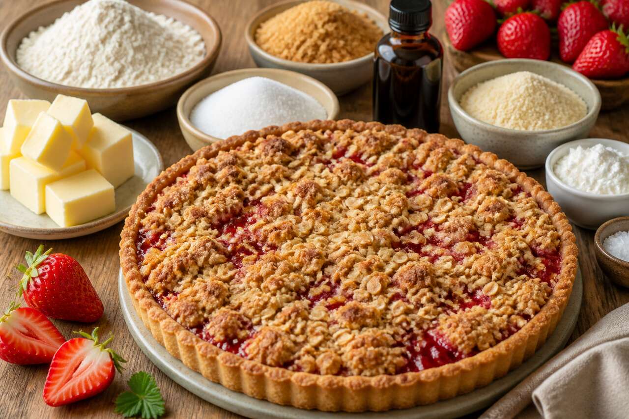 Recette de tarte crumble aux fraises d'été