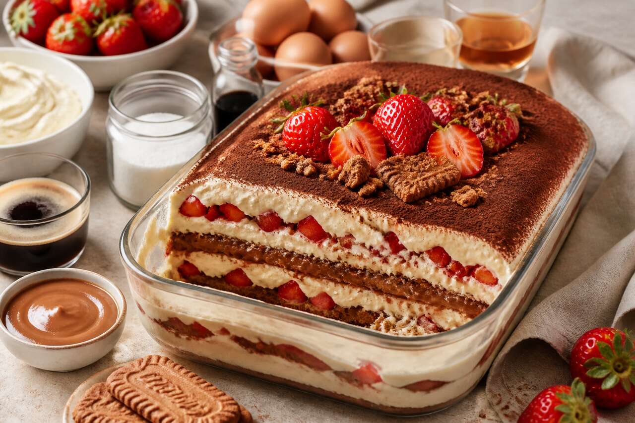 Recette du tiramisu aux spéculoos et fraises