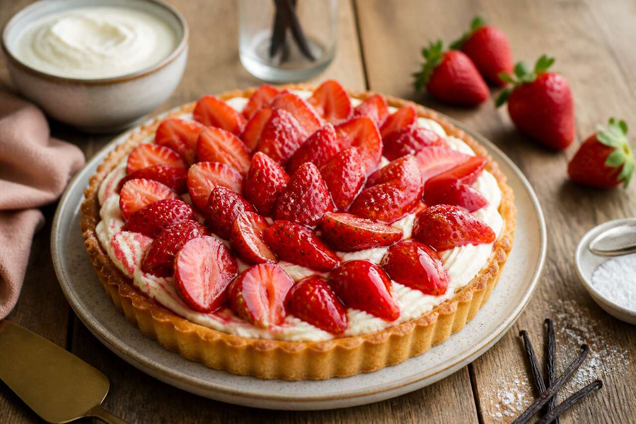 Recette de tarte aux fraises et au mascarpone