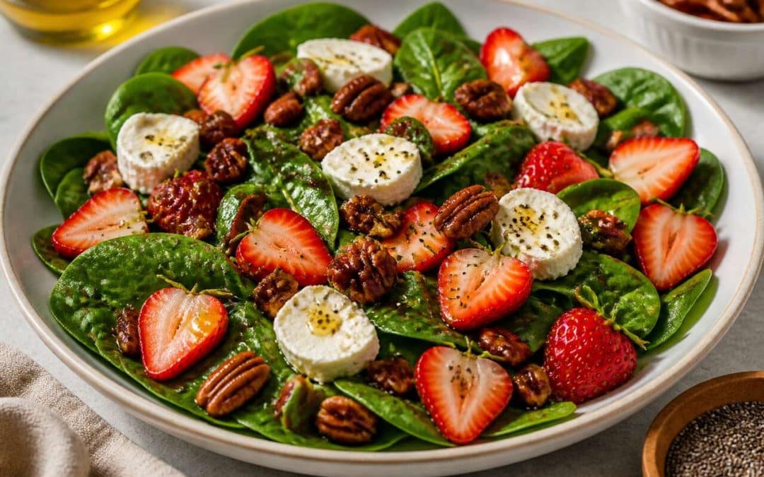 Recette de salade d'été aux fraises, épinards et noix de pécan