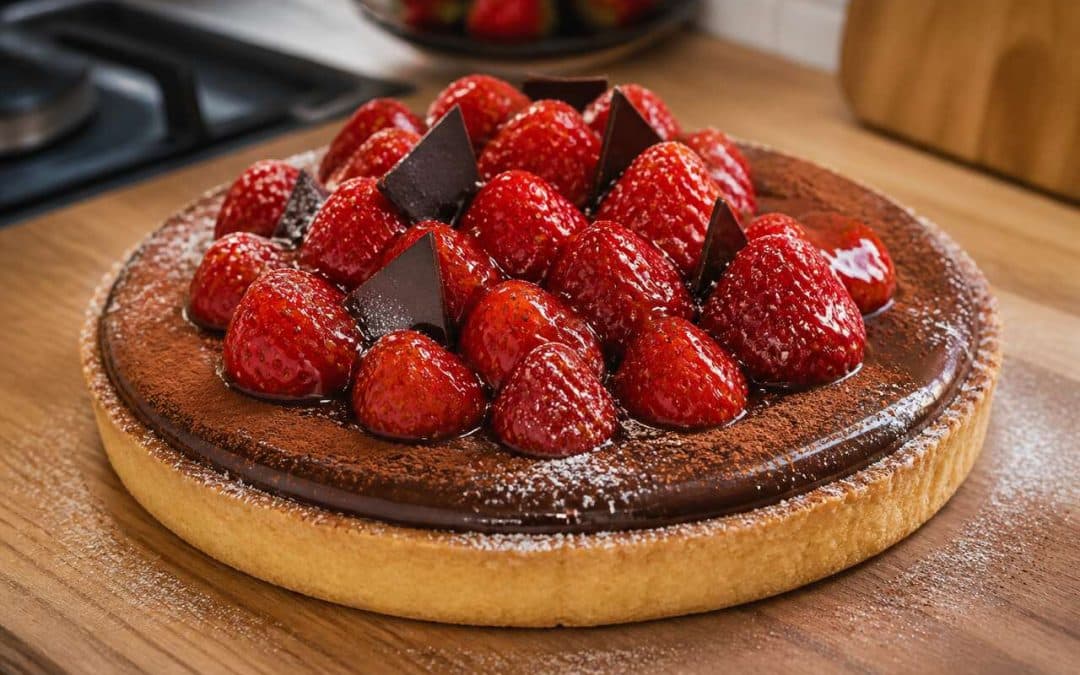Recette de tarte aux fraises chocolatée