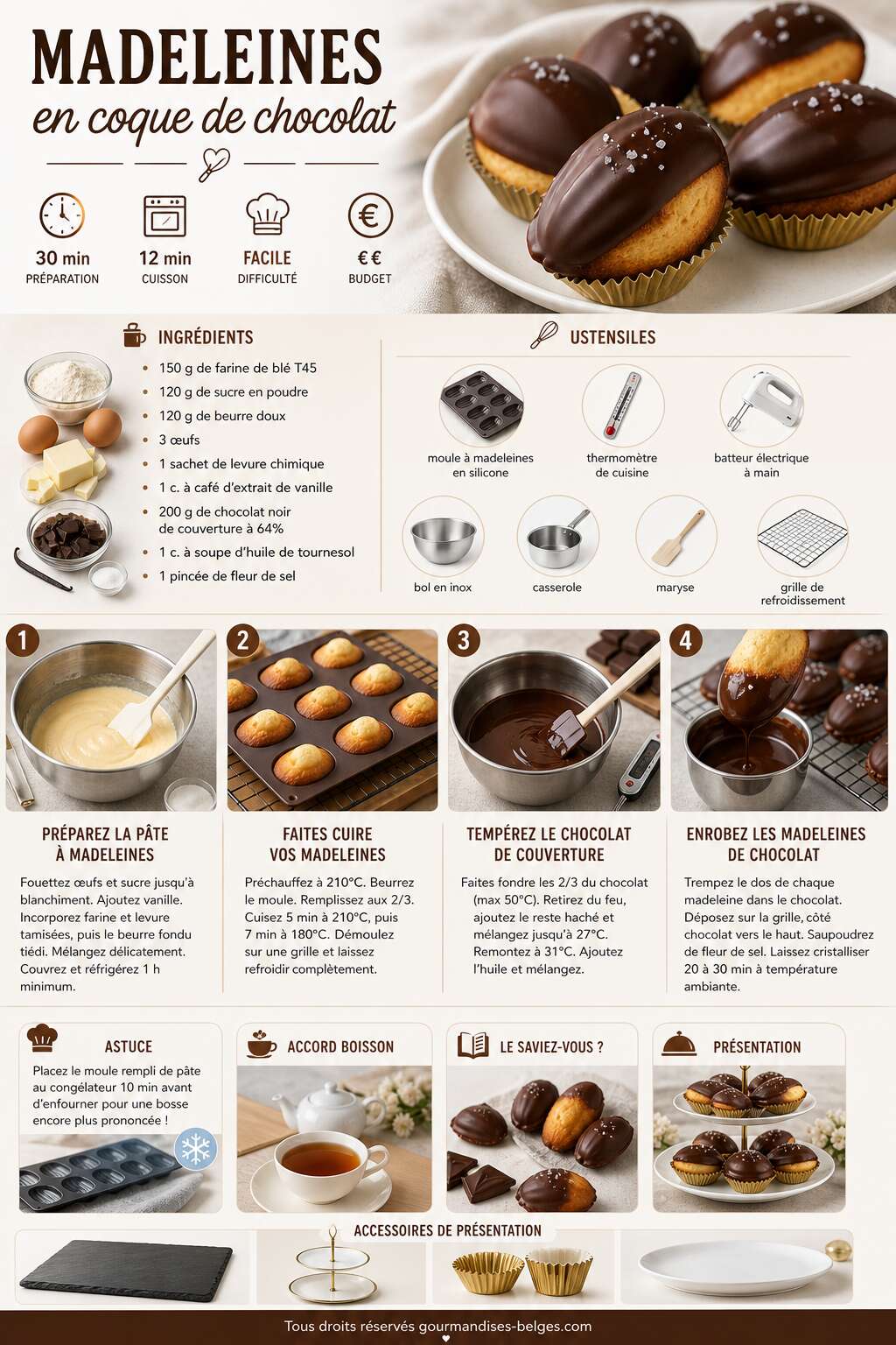 Fiche recette Recette de madeleines en coque de chocolat