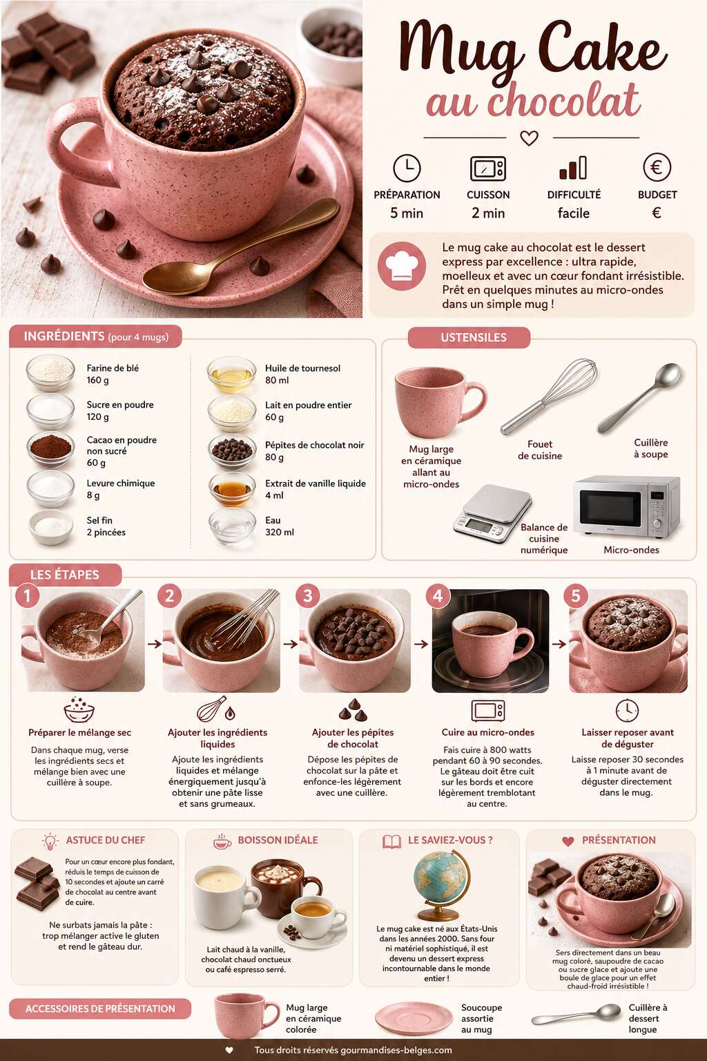 Fiche recette Recette facile du mug cake au chocolat