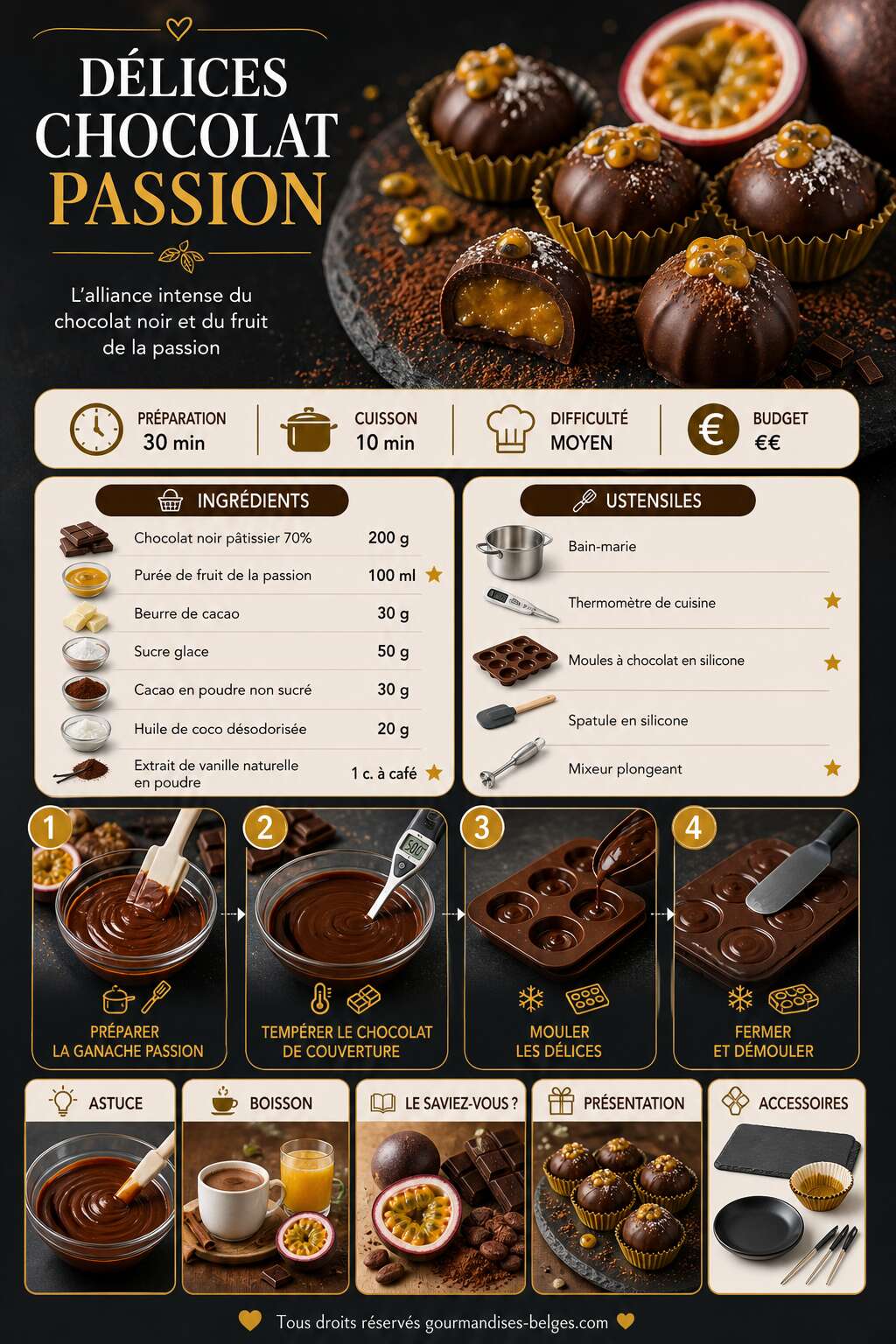 Fiche recette Recette de délices chocolat passion Fiche recette Recette de délices chocolat passion
