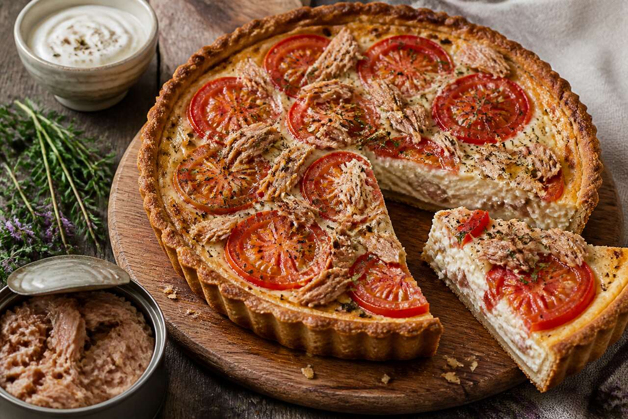 Recette de tarte au thon, tomates et moutarde Savora