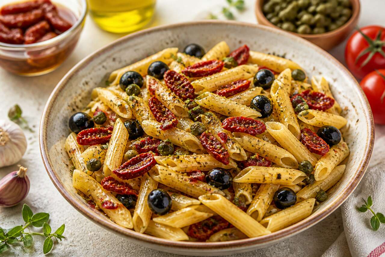 Recette facile de salade de pâtes aux tomates séchées