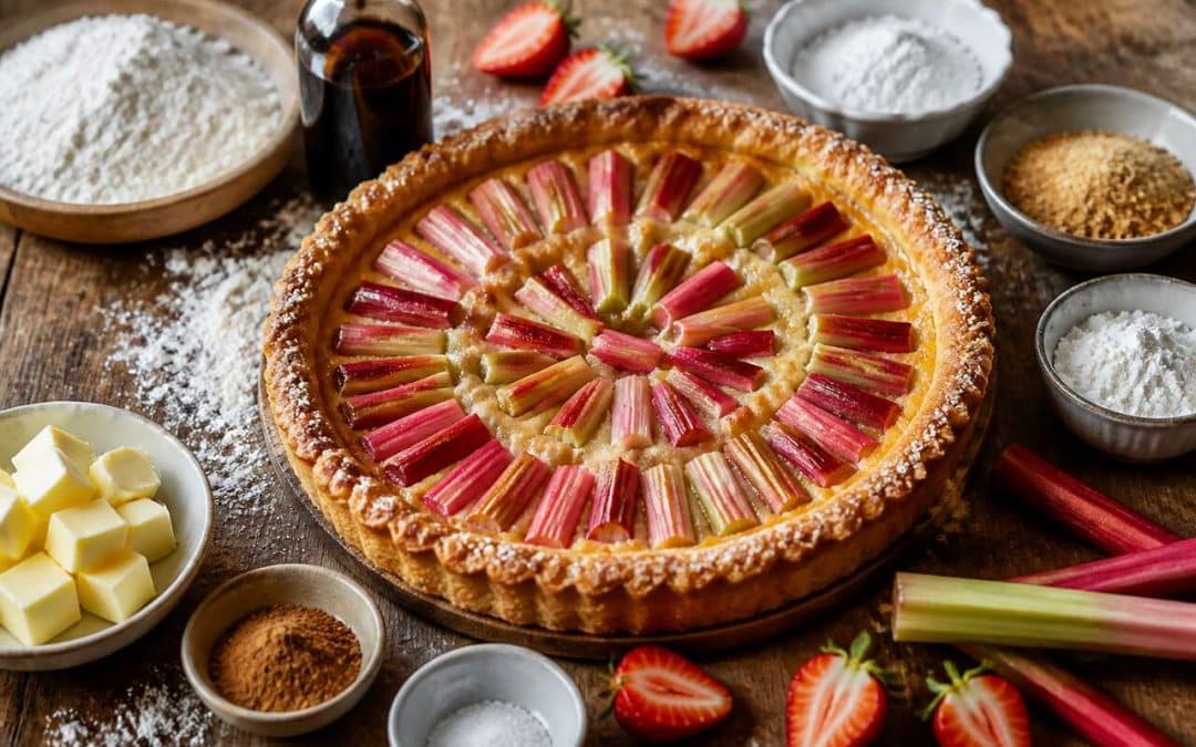 Recette de tarte rustique à la rhubarbe