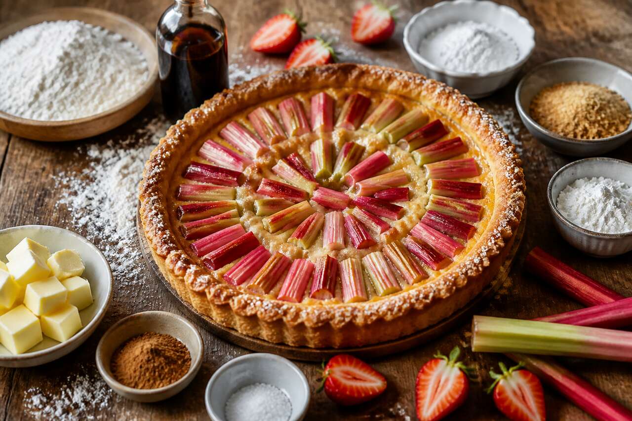 Recette de tarte rustique à la rhubarbe
