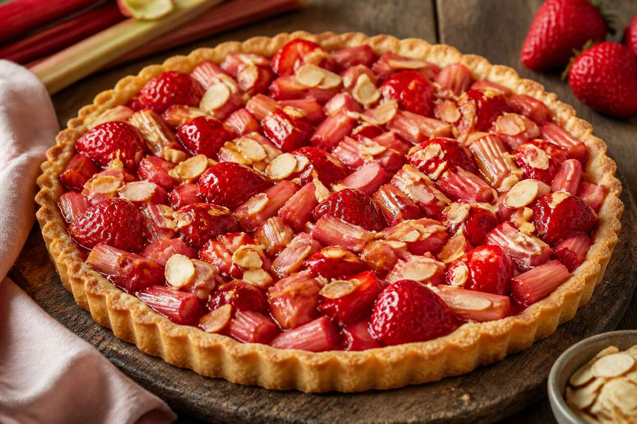 Recette de tarte fraise rhubarbe facile et gourmande