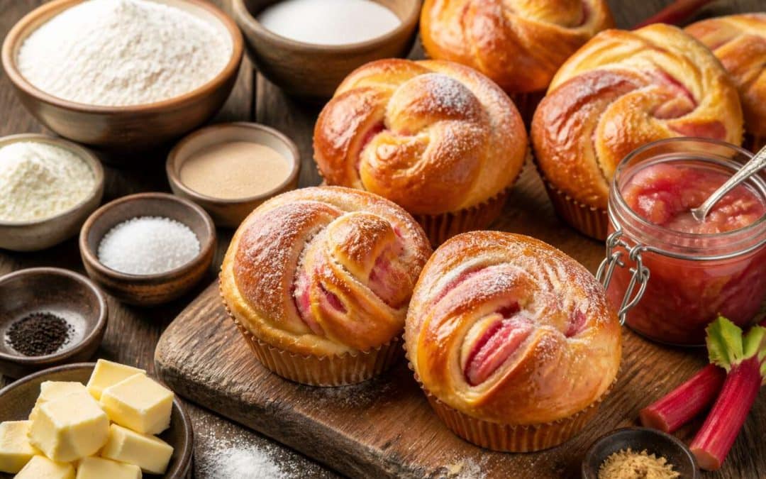 Recette de brioches à la vanille et à la rhubarbe