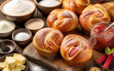 Recette de brioches à la vanille et à la rhubarbe