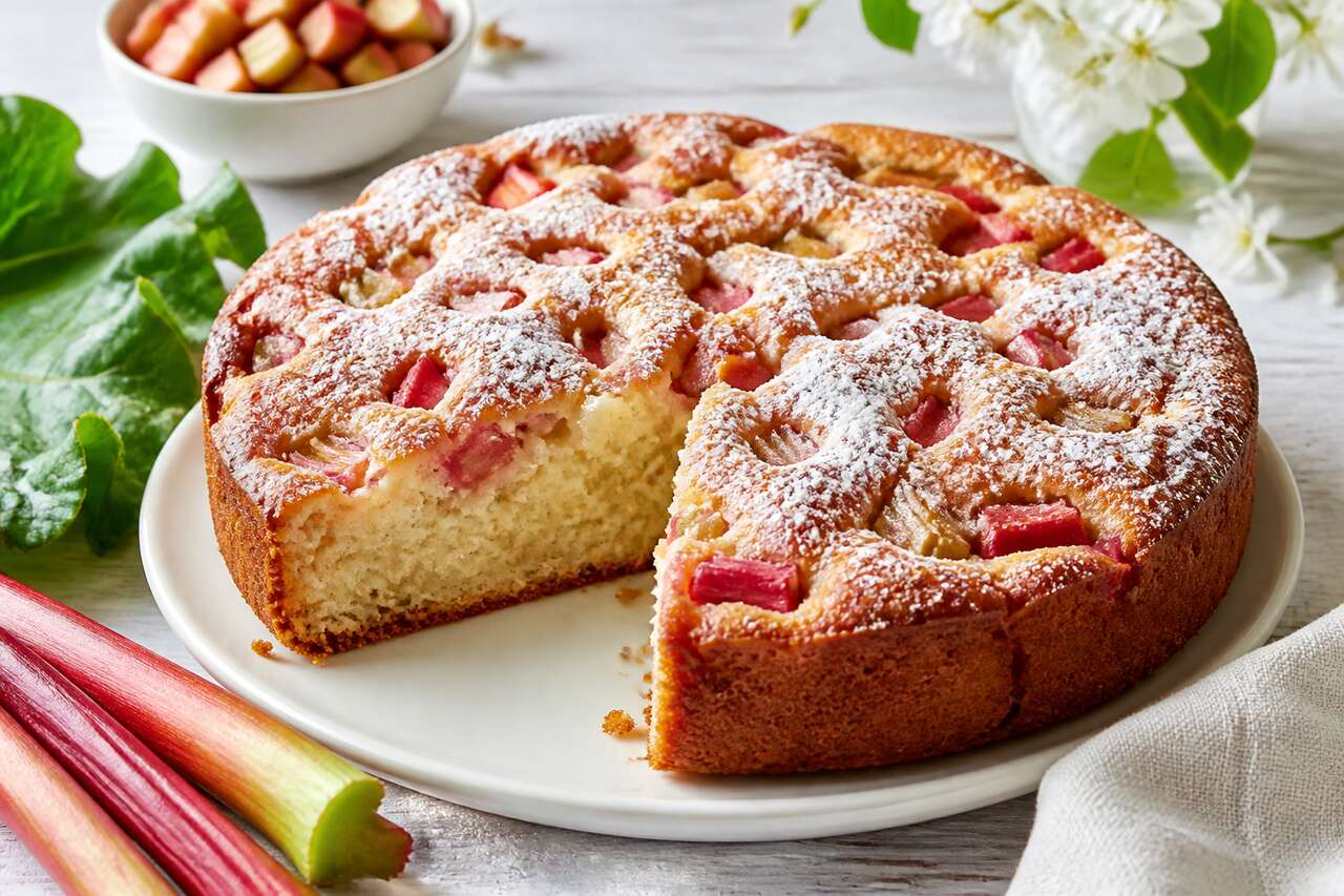 Recette du moelleux à la rhubarbe fondant et facile