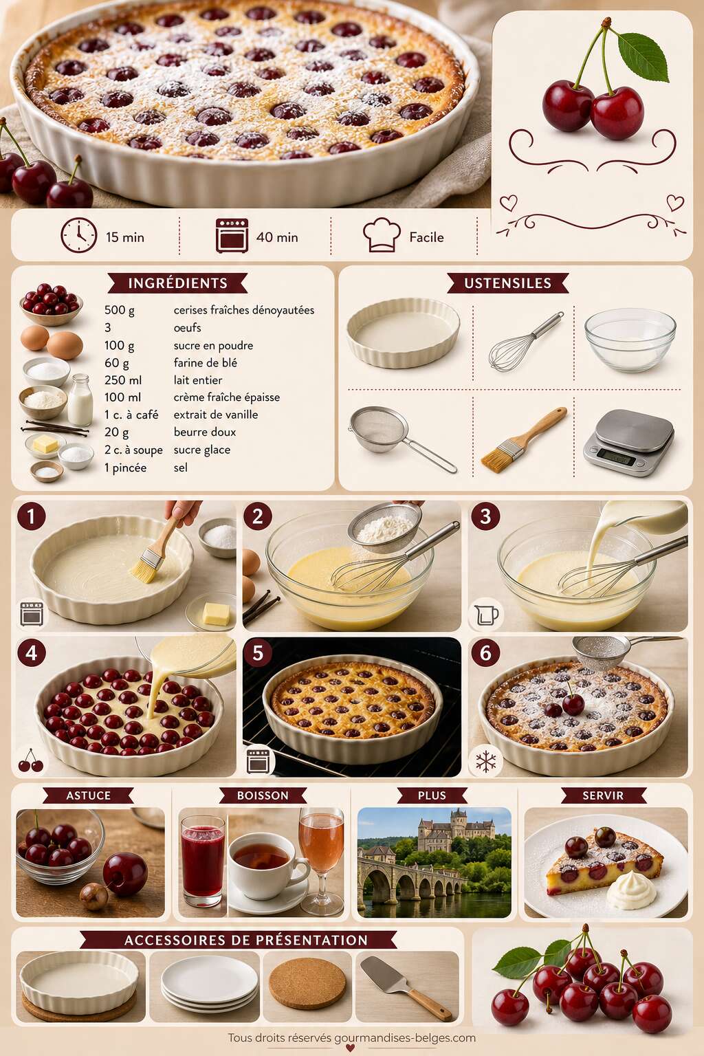 Fiche recette La meilleure recette de clafoutis aux cerises