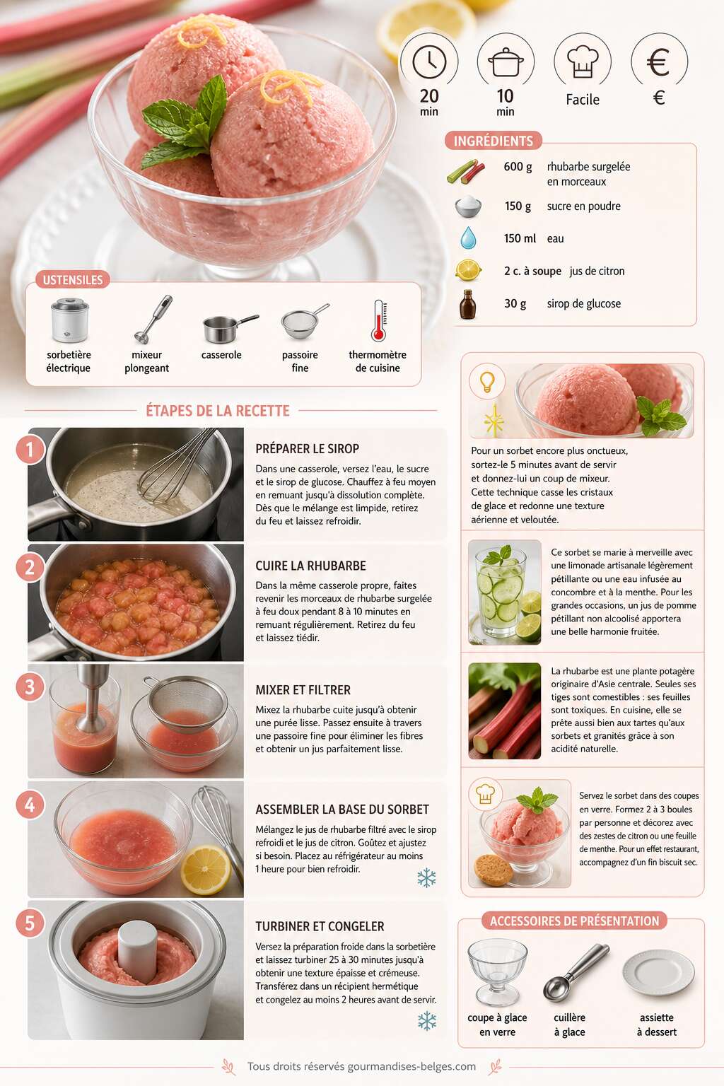 Fiche recette Recette de sorbet à la rhubarbe maison Fiche recette Recette de sorbet à la rhubarbe maison