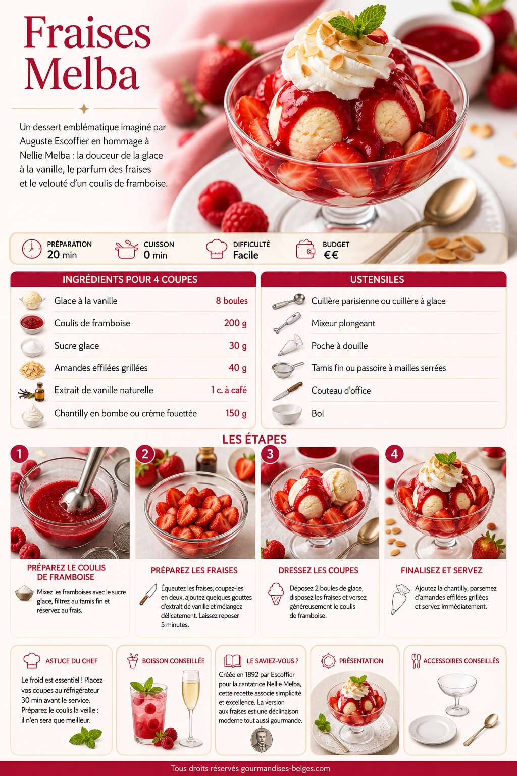 Fiche recette Recette des fraises Melba Fiche recette Recette des fraises Melba