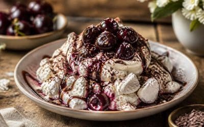 Recette d&rsquo;Eton mess chantilly et meringue aux cerises et chocolat de Cyril Lignac