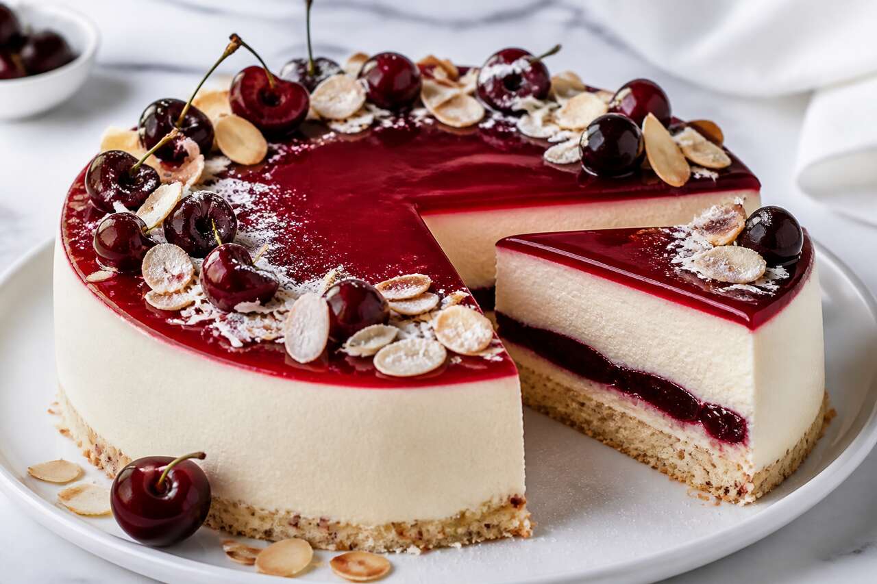 Recette d'entremets cerises et amandes
