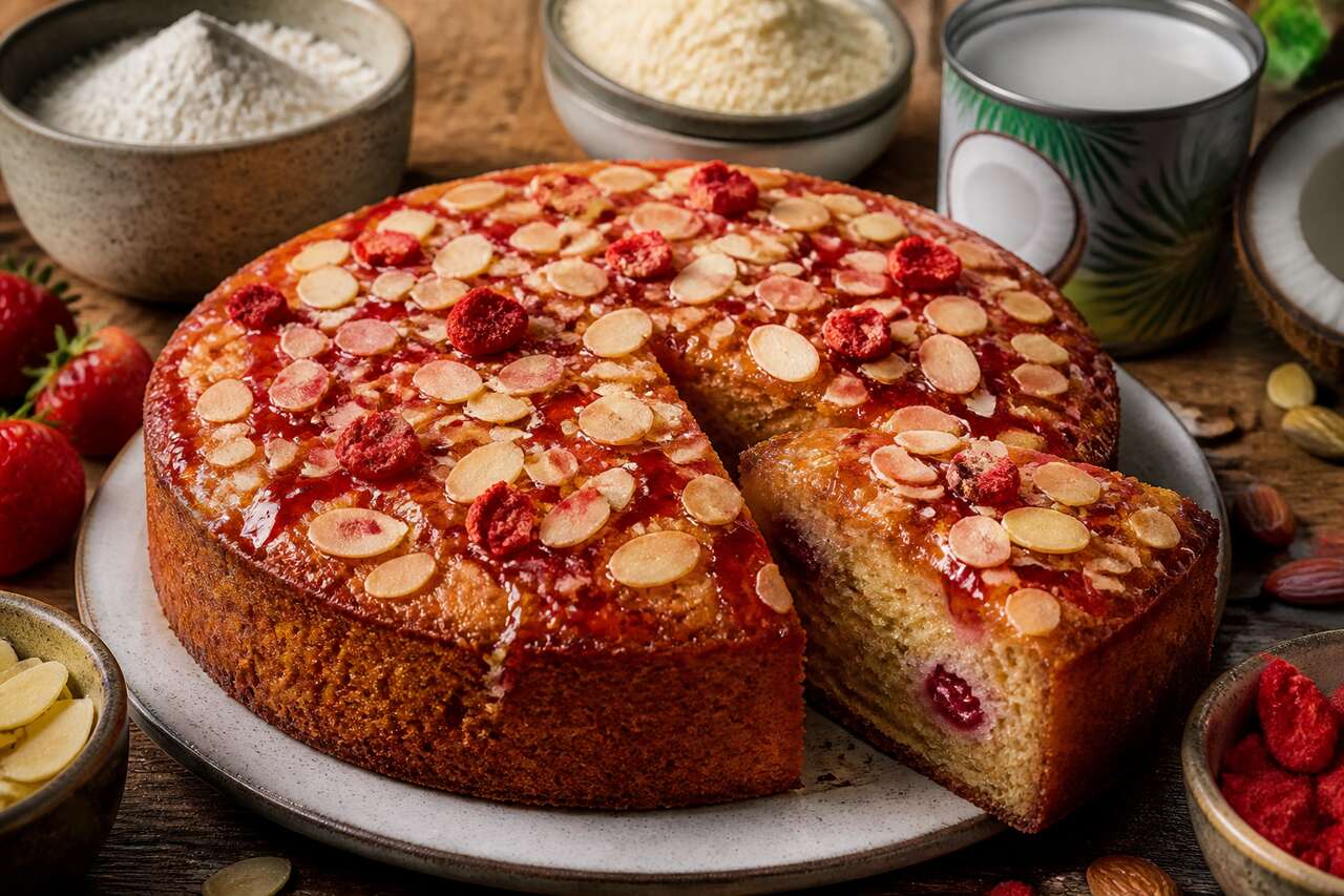 Recette du cake aux amandes et aux fraises